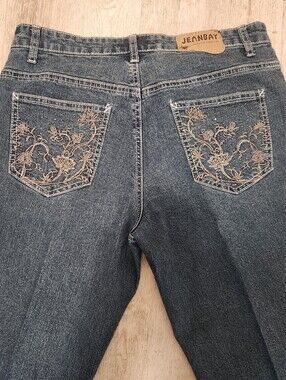 Flared Dark Blue Embroidered Women’s Jeans